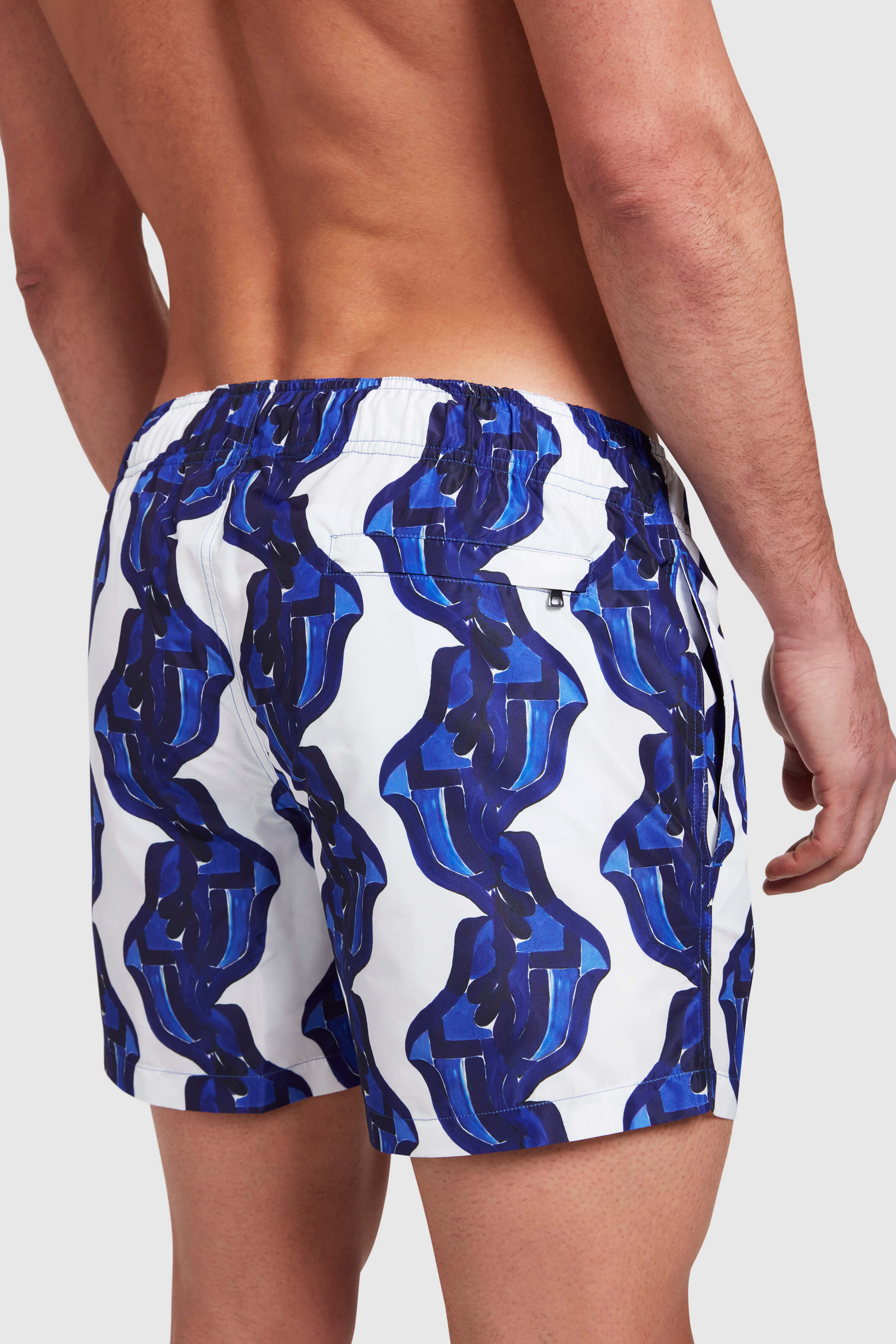 WHITE & NAVY KASHI SWIM SHORTS