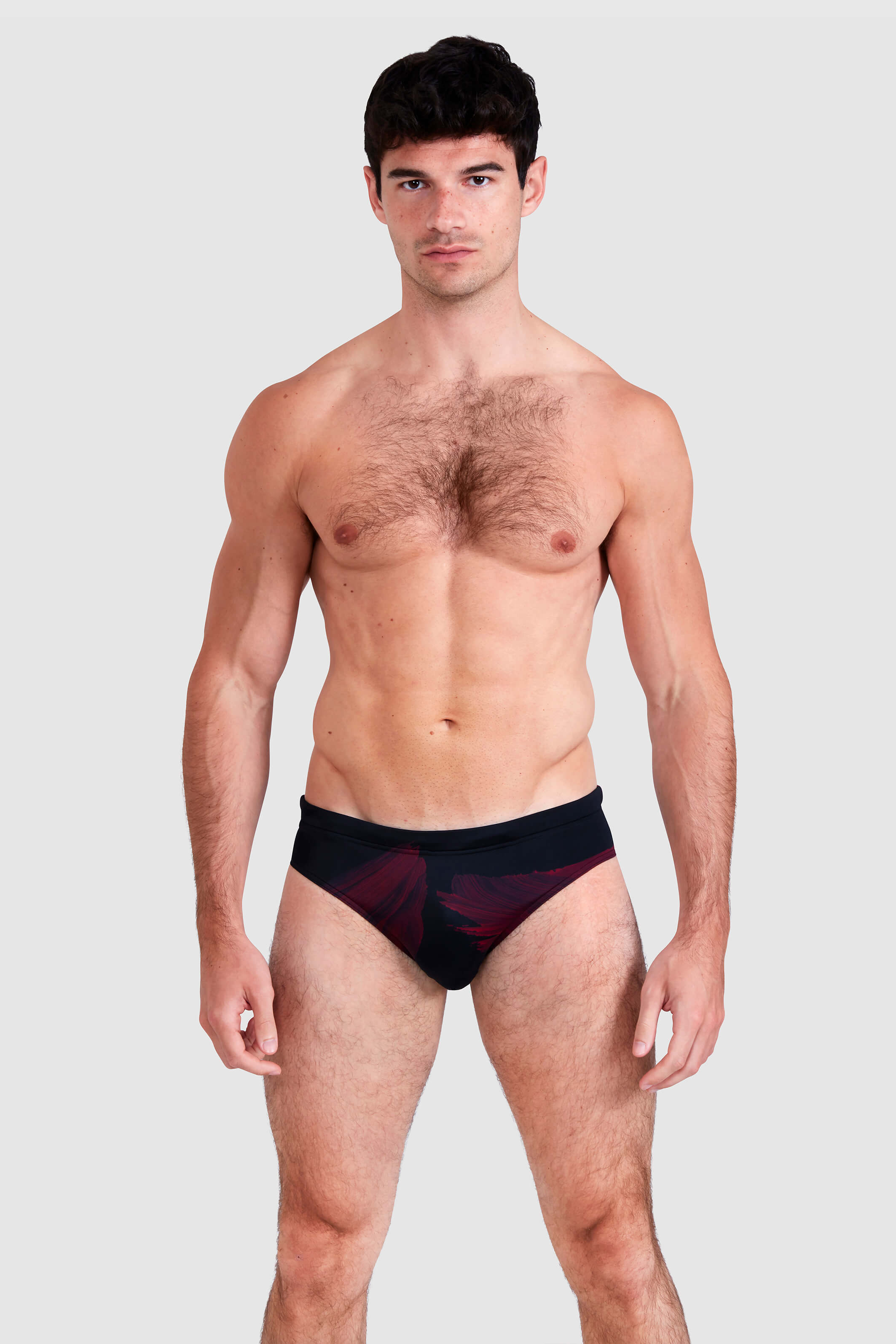 BLACK BANA BRUSH STROKE PRINT SWIM BRIEFS