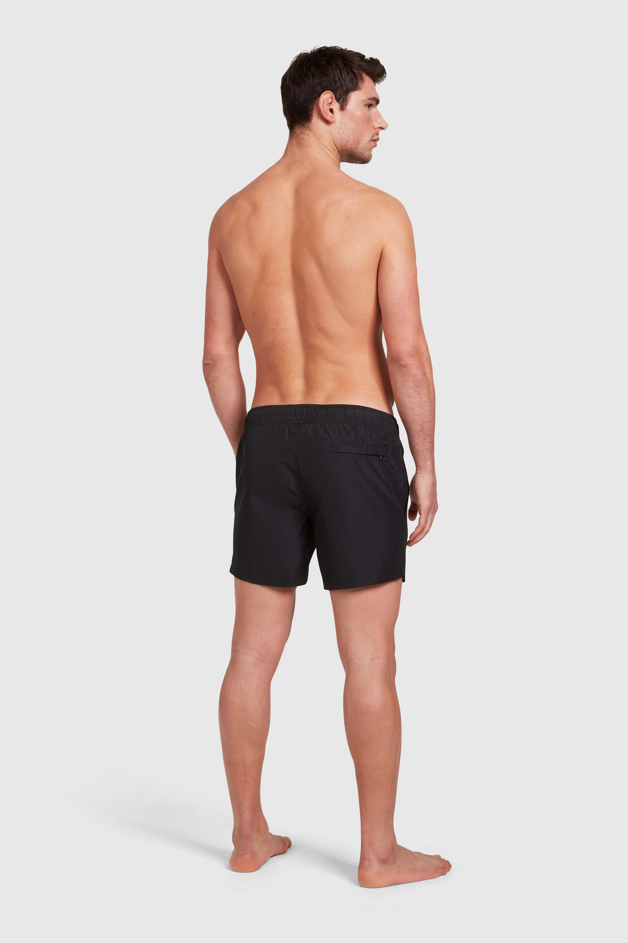 BLACK DRAWSTRING SWIM SHORTS